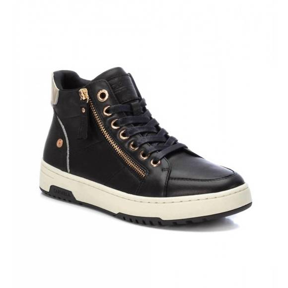 NEW XTI women's leather high top sneakers in black - Picture 2 of 3